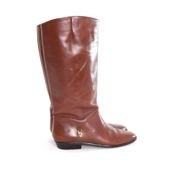 Vintage 1980s Size 8N Brown Short Heel Tall Leather Boots | by Etienne Agner - Picture 5 of 10